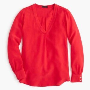 J. Crew 100% Silk Blouse with Eyelet Detail